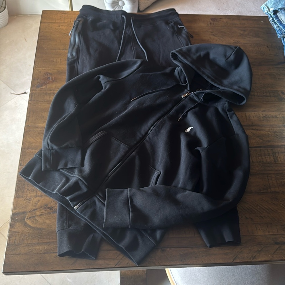 Black Tech Suit bundle (Polo hoodie jacket and Champs brand pants)